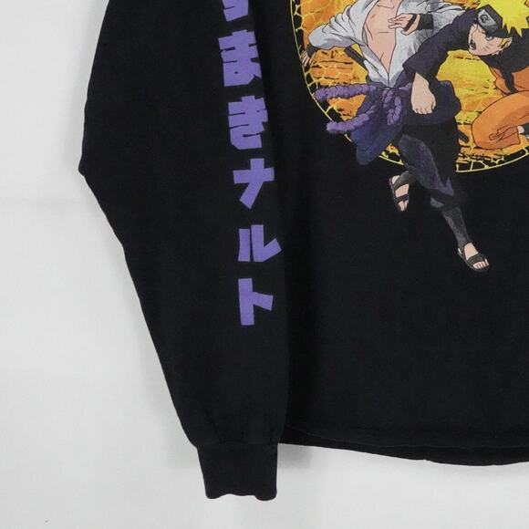 Naruto Shippuden Shirt Mens Large Black Long Sleeve Anime Sasuke Graphic Tee - Picture 7 of 14